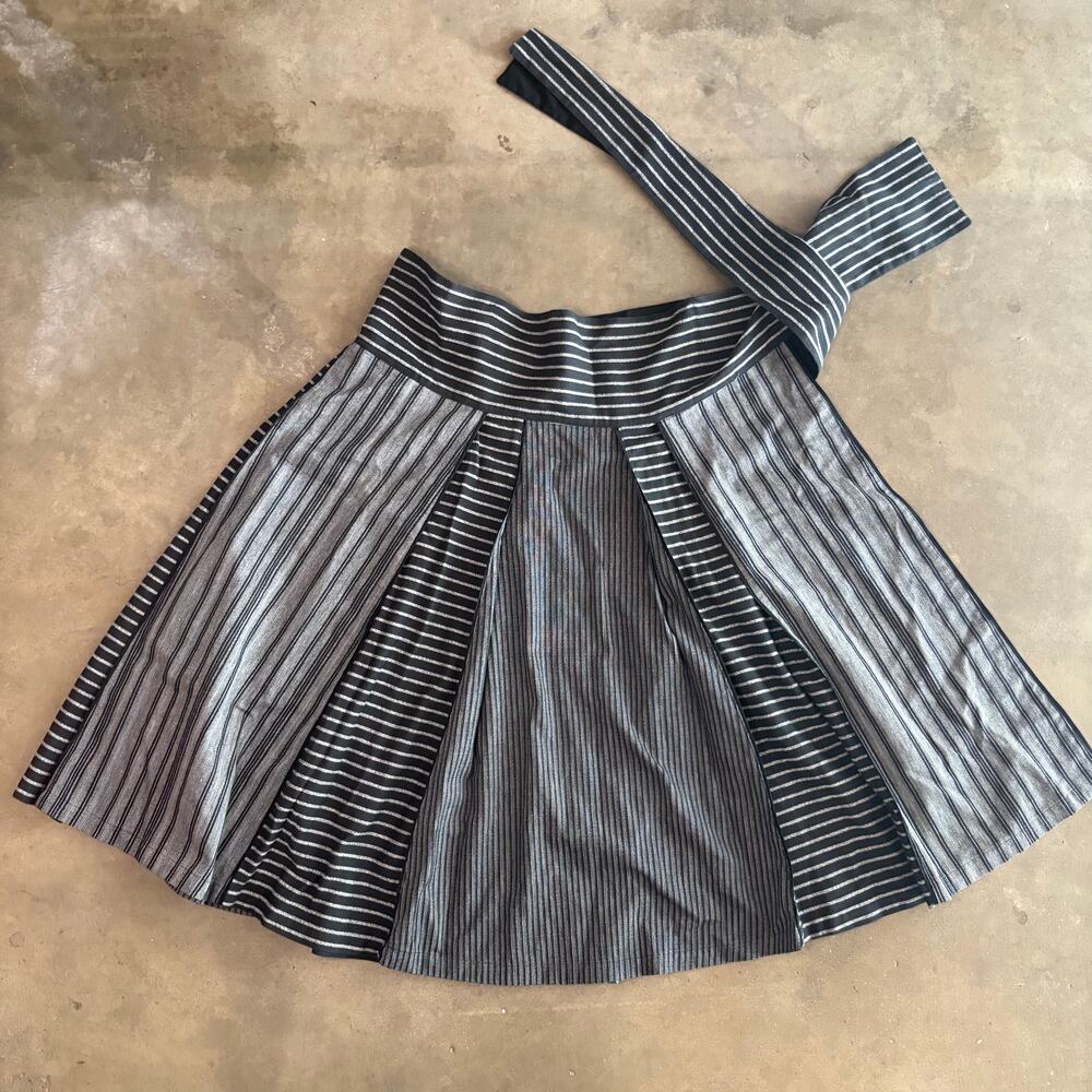 Vintage 1980's Kenzo Paris Mixed Stripe Pleated Midi Skirt French 38 Us 6